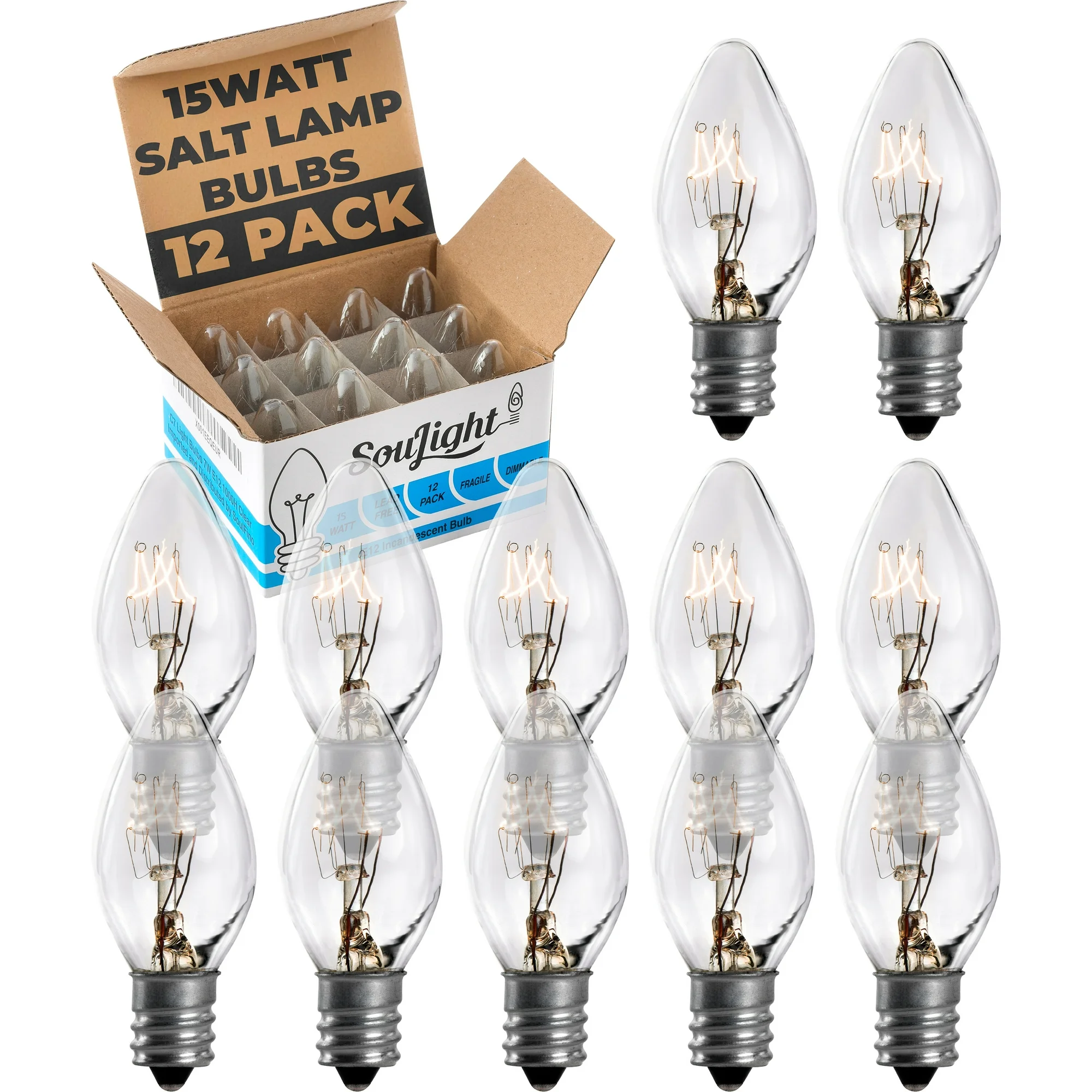SouLight Incandescent 15W Light Bulbs, Salt Rock Lamp, E12 C7 (12 Pack) - Image 4