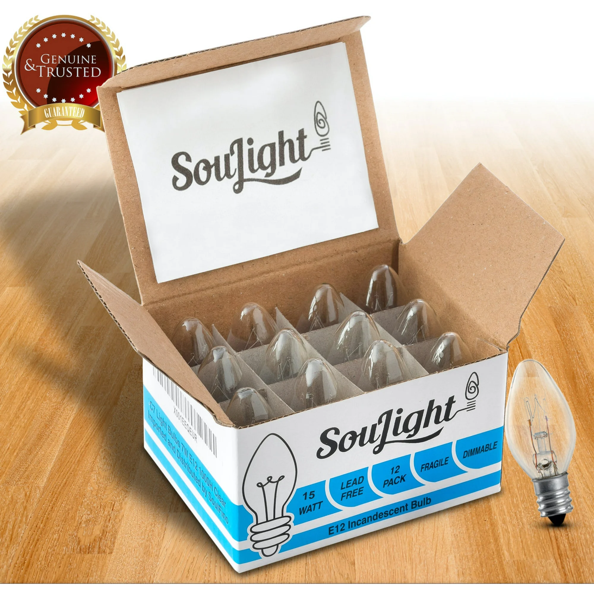 SouLight Incandescent 15W Light Bulbs, Salt Rock Lamp, E12 C7 (12 Pack) - Image 3