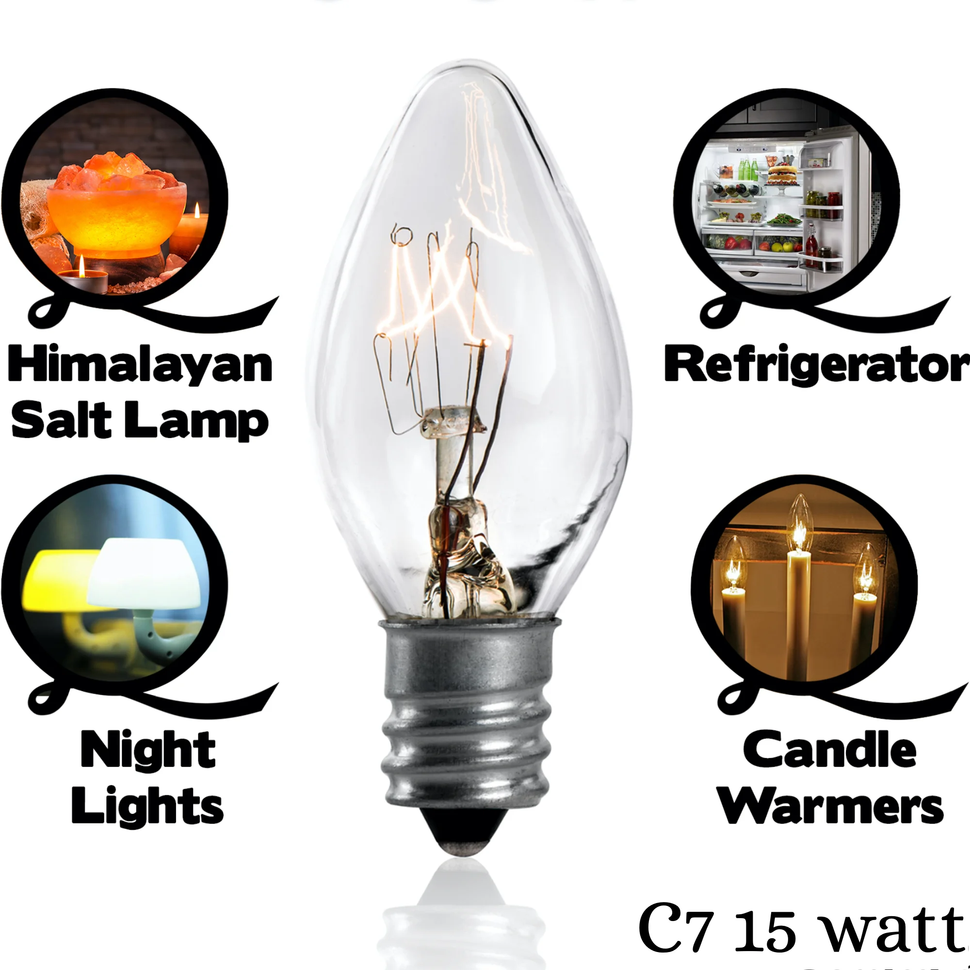 SouLight Incandescent 15W Light Bulbs, Salt Rock Lamp, E12 C7 (12 Pack) - Image 8